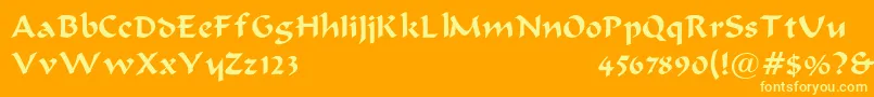 BodaciousNormal-Schriftart – Gelbe Schriften auf orangefarbenem Hintergrund