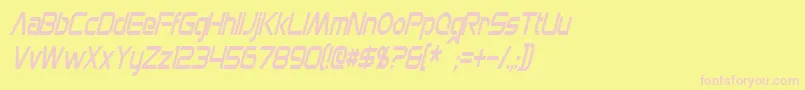 MonsOlympiaCondensedItalic-Schriftart – Rosa Schriften auf gelbem Hintergrund