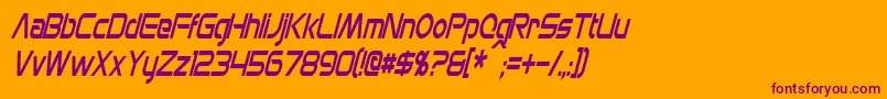 MonsOlympiaCondensedItalic-Schriftart – Violette Schriften auf orangefarbenem Hintergrund