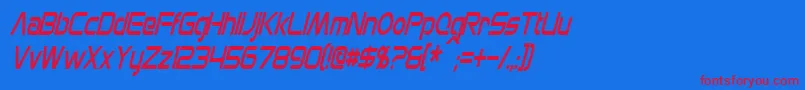 MonsOlympiaCondensedItalic Font – Red Fonts on Blue Background