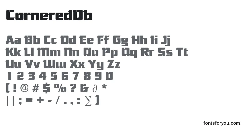 A fonte CorneredDb – alfabeto, números, caracteres especiais
