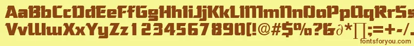 フォントCorneredDb – 茶色の文字が黄色の背景にあります。