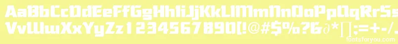 CorneredDb-Schriftart – Weiße Schriften auf gelbem Hintergrund