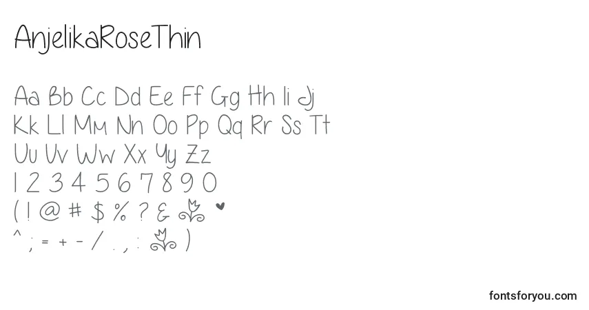 Шрифт AnjelikaRoseThin – алфавит, цифры, специальные символы
