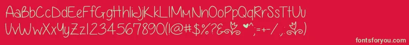 フォントAnjelikaRoseThin – 赤い背景に緑の文字