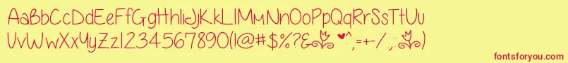 AnjelikaRoseThin Font – Red Fonts on Yellow Background