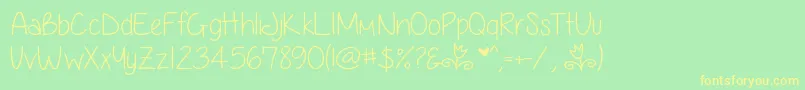AnjelikaRoseThin Font – Yellow Fonts on Green Background