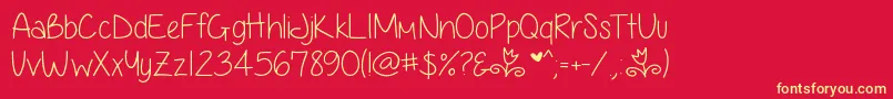 AnjelikaRoseThin Font – Yellow Fonts on Red Background