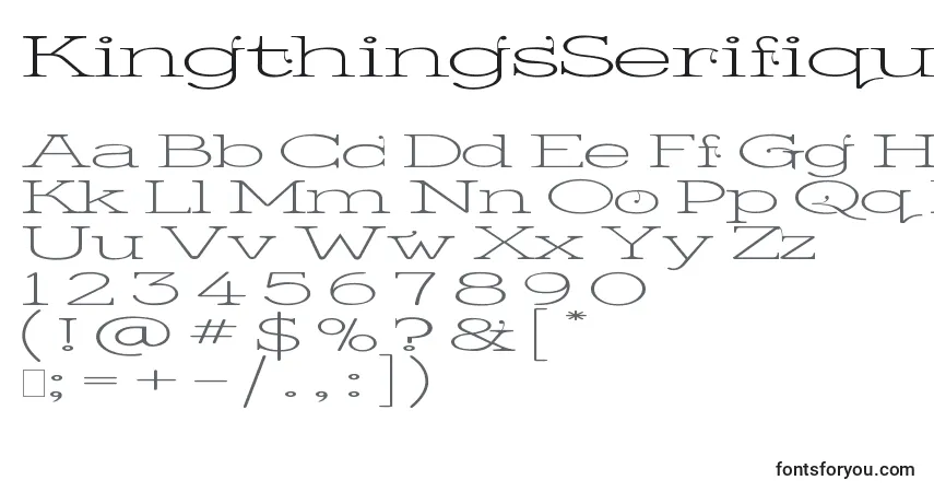 A fonte KingthingsSerifiqueUlWide – alfabeto, números, caracteres especiais
