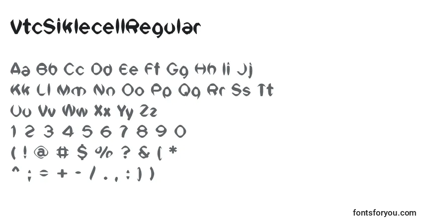 A fonte VtcSiklecellRegular – alfabeto, números, caracteres especiais