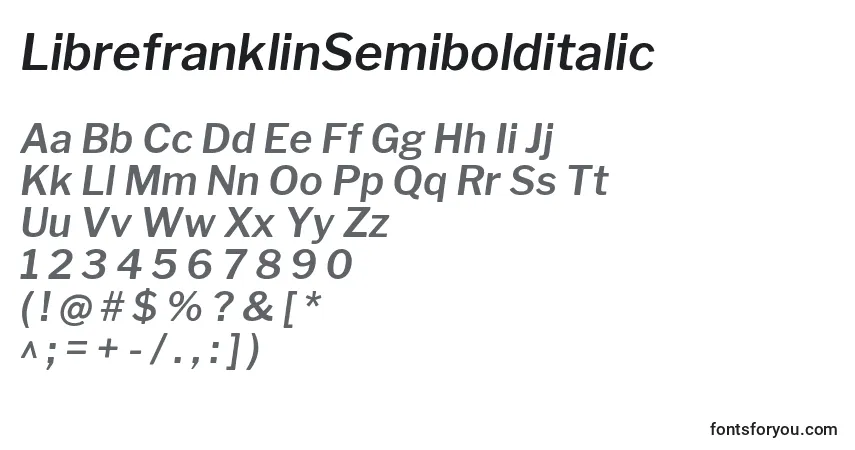 Fuente LibrefranklinSemibolditalic (70725) - alfabeto, números, caracteres especiales