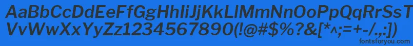 LibrefranklinSemibolditalic-Schriftart – Schwarze Schriften auf blauem Hintergrund