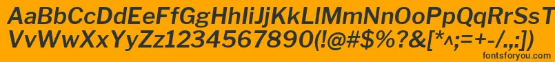 Czcionka LibrefranklinSemibolditalic – czarne czcionki na pomarańczowym tle