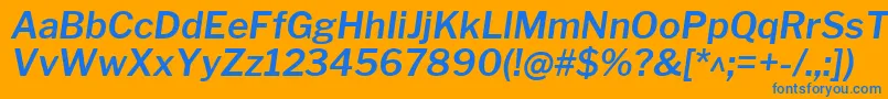 LibrefranklinSemibolditalic-fontti – siniset fontit oranssilla taustalla