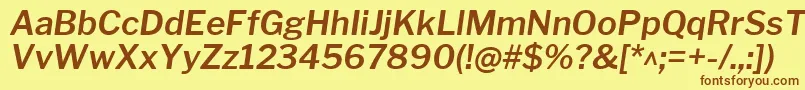 フォントLibrefranklinSemibolditalic – 茶色の文字が黄色の背景にあります。