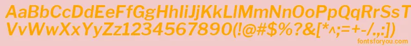 LibrefranklinSemibolditalic-Schriftart – Orangefarbene Schriften auf rosa Hintergrund