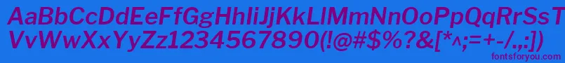 LibrefranklinSemibolditalic-Schriftart – Violette Schriften auf blauem Hintergrund