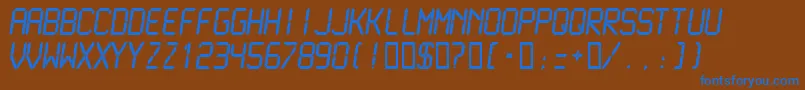 フォントLcdmn – 茶色の背景に青い文字