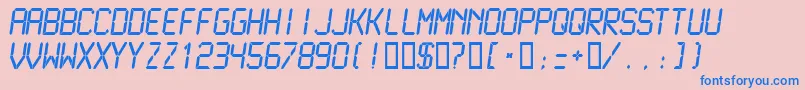Lcdmn-Schriftart – Blaue Schriften auf rosa Hintergrund