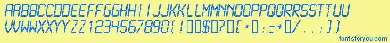 Lcdmn-Schriftart – Blaue Schriften auf gelbem Hintergrund