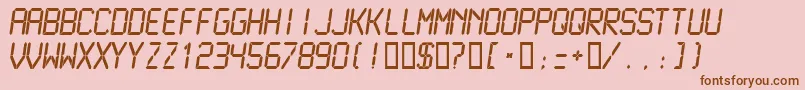フォントLcdmn – ピンクの背景に茶色のフォント