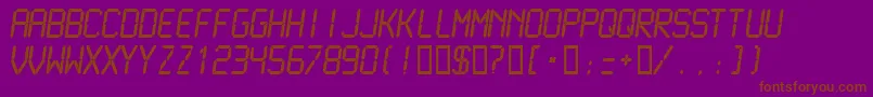 Lcdmn-Schriftart – Braune Schriften auf violettem Hintergrund