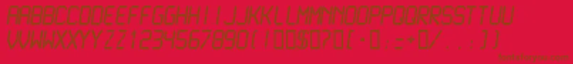 Lcdmn-Schriftart – Braune Schriften auf rotem Hintergrund