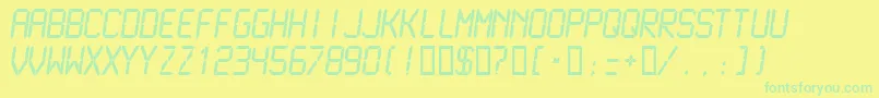 フォントLcdmn – 黄色い背景に緑の文字