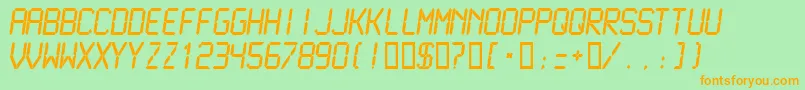 Czcionka Lcdmn – pomarańczowe czcionki na zielonym tle