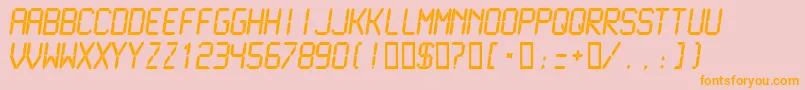 Lcdmn-Schriftart – Orangefarbene Schriften auf rosa Hintergrund