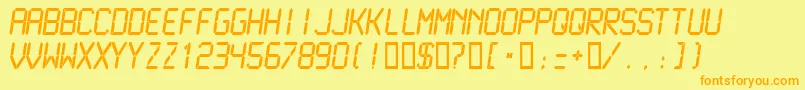 フォントLcdmn – オレンジの文字が黄色の背景にあります。