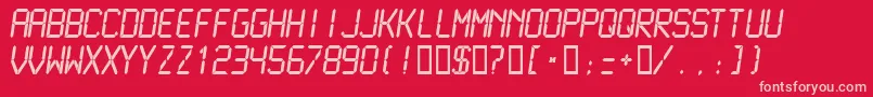 Lcdmn-Schriftart – Rosa Schriften auf rotem Hintergrund