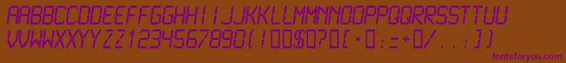 Czcionka Lcdmn – fioletowe czcionki na brązowym tle