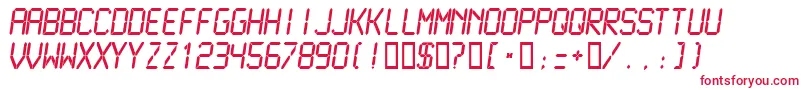 フォントLcdmn – 白い背景に赤い文字