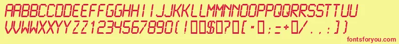 Lcdmn-Schriftart – Rote Schriften auf gelbem Hintergrund