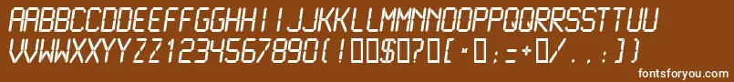 Lcdmn-fontti – valkoiset fontit ruskealla taustalla