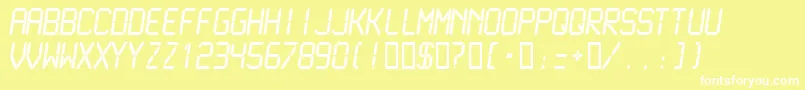 フォントLcdmn – 黄色い背景に白い文字