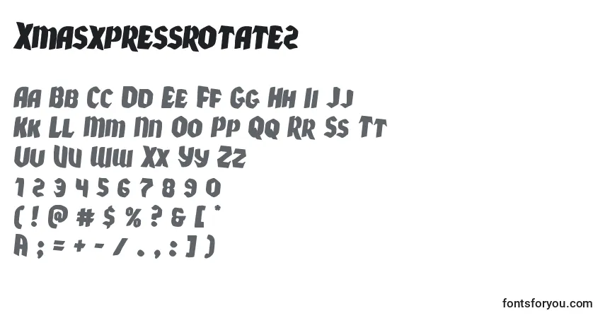 A fonte Xmasxpressrotate2 – alfabeto, números, caracteres especiais