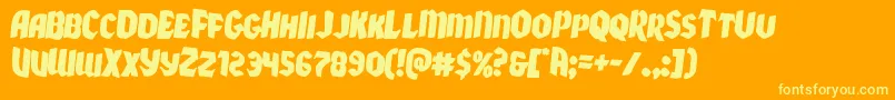 Xmasxpressrotate2-fontti – keltaiset fontit oranssilla taustalla