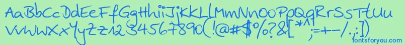 Ankehand-Schriftart – Blaue Schriften auf grünem Hintergrund