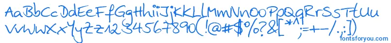 Ankehand-Schriftart – Blaue Schriften auf weißem Hintergrund