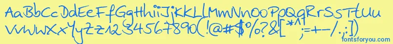 Ankehand Font – Blue Fonts on Yellow Background