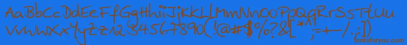Ankehand Font – Brown Fonts on Blue Background