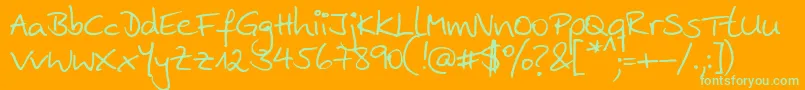 Ankehand Font – Green Fonts on Orange Background