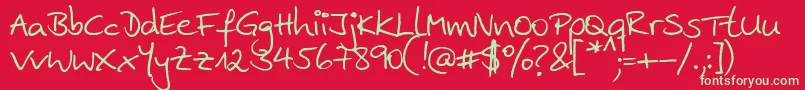 Ankehand Font – Green Fonts on Red Background