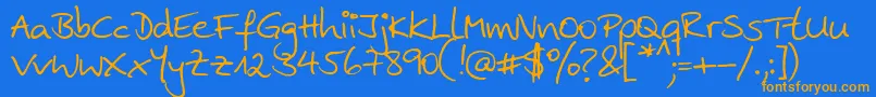Ankehand Font – Orange Fonts on Blue Background