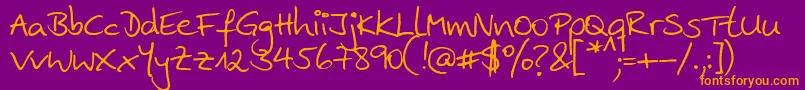 Ankehand-Schriftart – Orangefarbene Schriften auf violettem Hintergrund