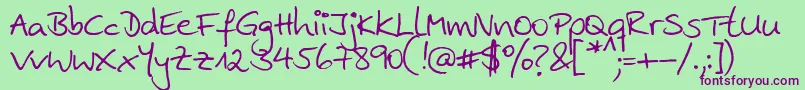 Ankehand Font – Purple Fonts on Green Background