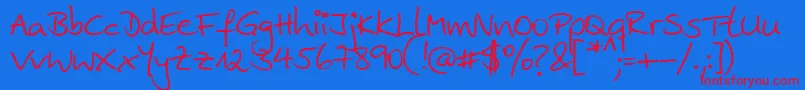 Ankehand Font – Red Fonts on Blue Background