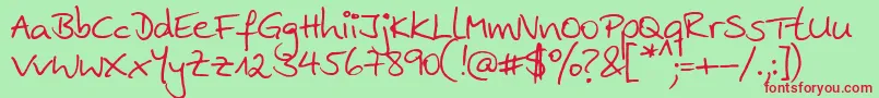 Шрифт Ankehand – красные шрифты на зелёном фоне
